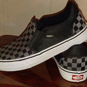 Vans Men's Black Checkered Slip-On Shoes